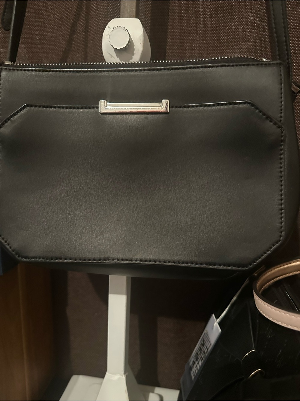 Ivanka Trump Black Crossbody Bag with Silver Hardware